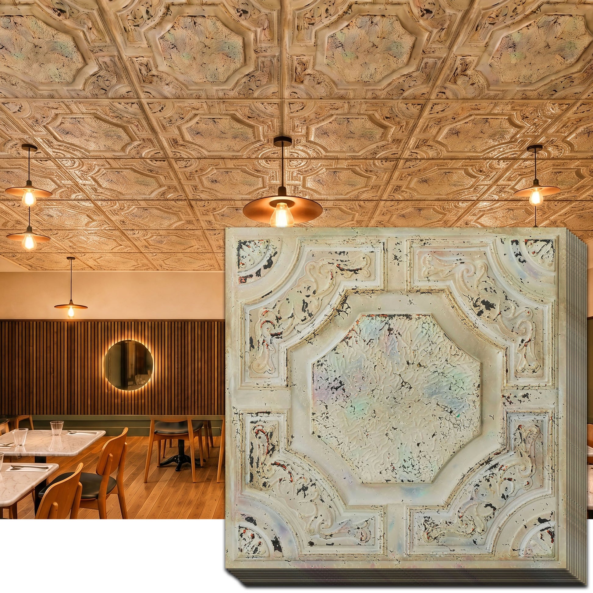 PAINTSDECOR PL02 Distress crack multicolor white ceiling tiles