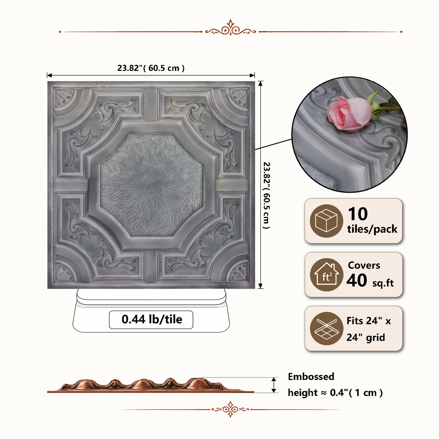 PAINTSDECOR PL02 Driftwood tile dimensions
