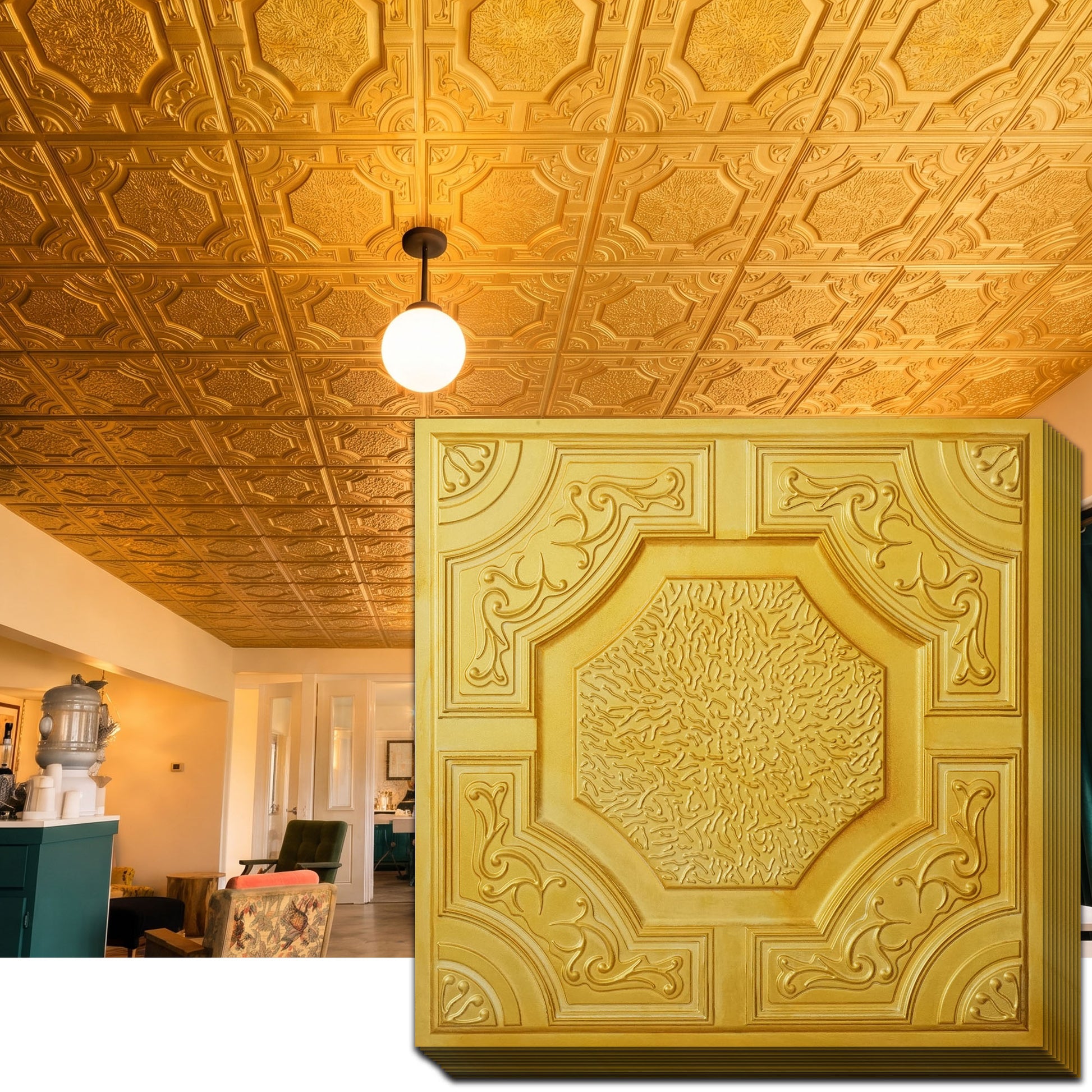 PAINTSDECOR PL02 Golden ceiling tiles