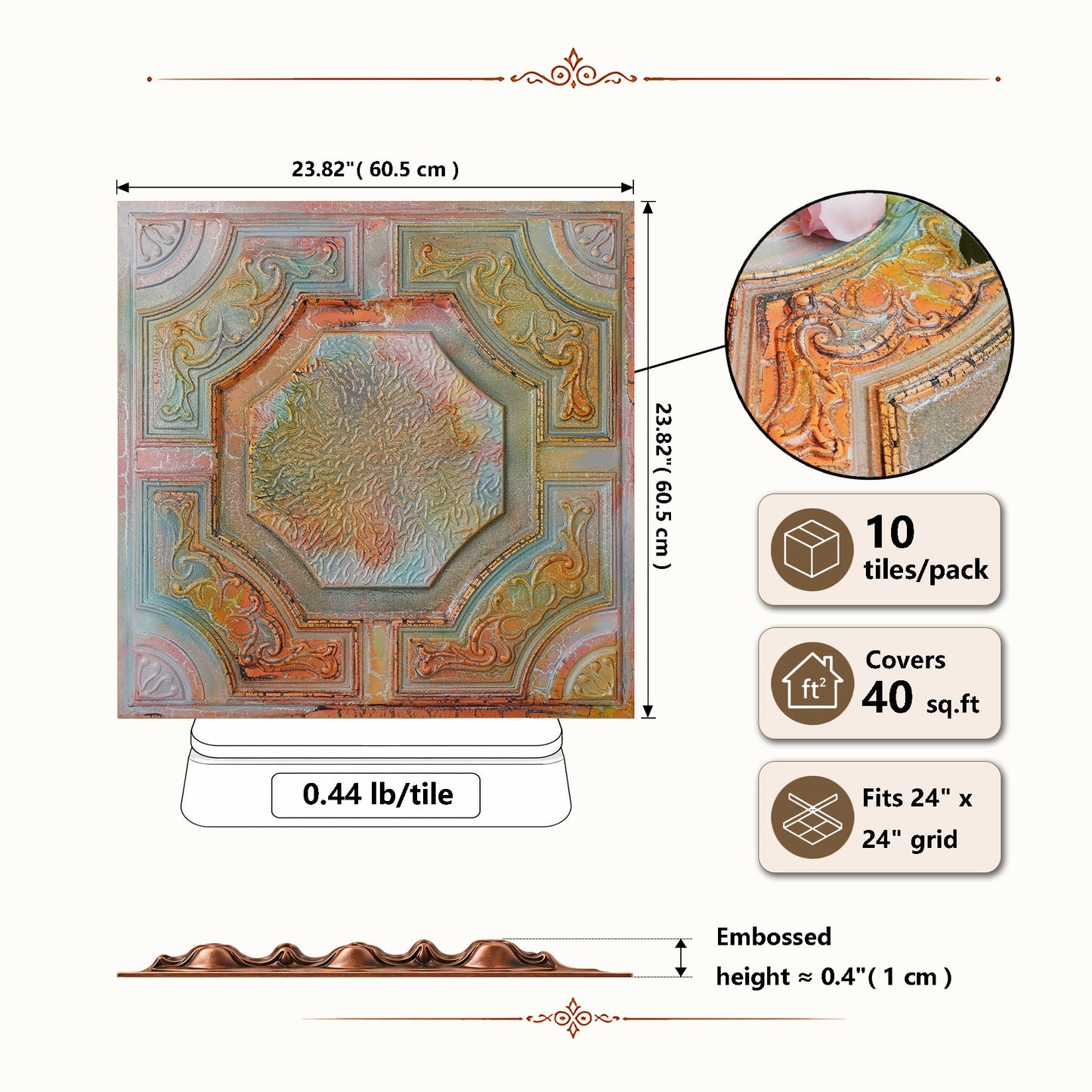 PAINTSDECOR PL02 Old World Fresco tile dimensions