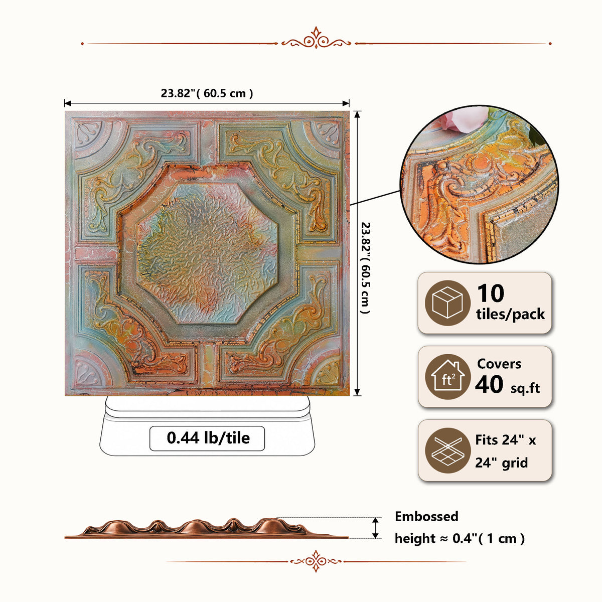 PAINTSDECOR PL02 Old World Fresco tile dimensions