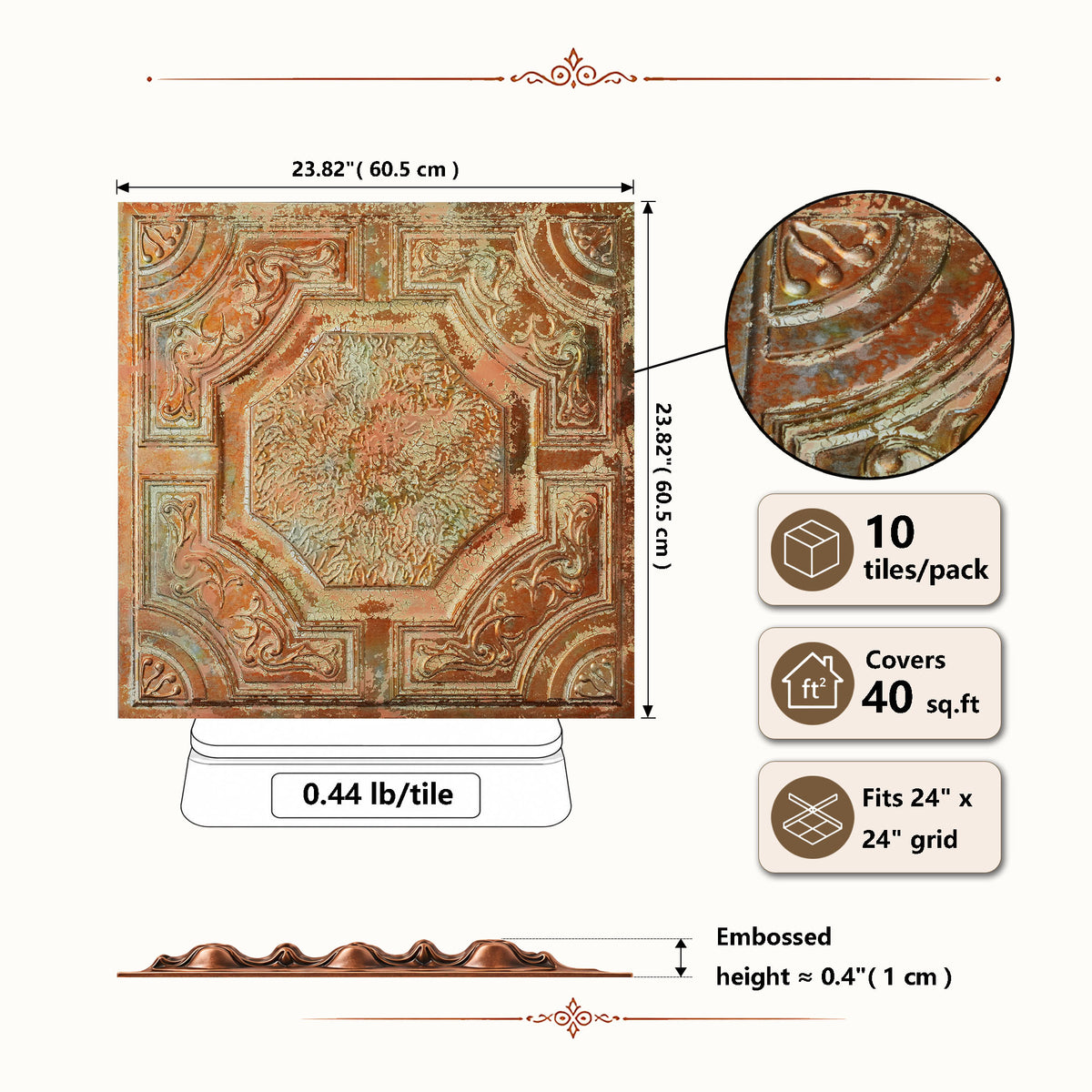 PAINTSDECOR PL02 Palazzo Clay tile dimensions