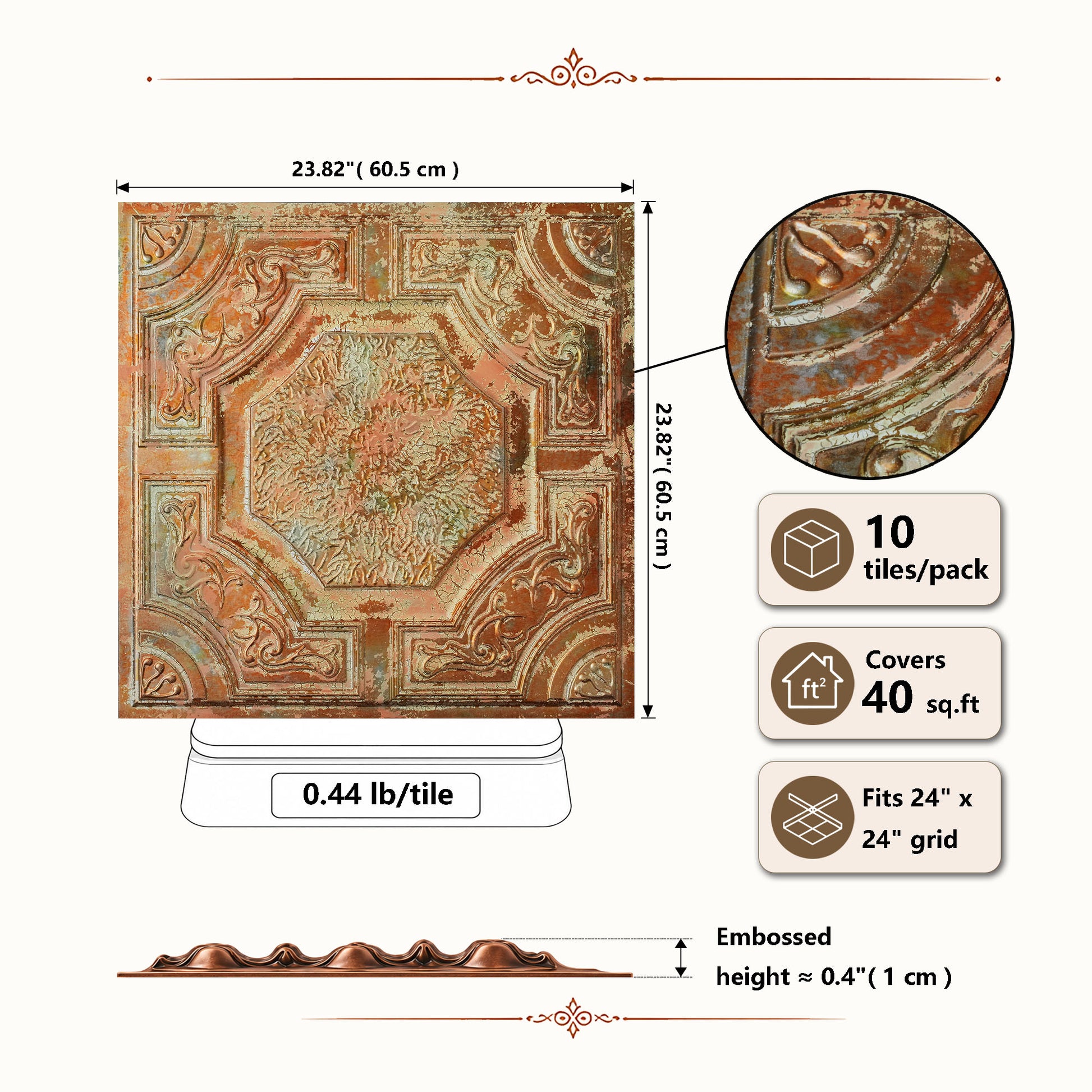 PAINTSDECOR PL02 Palazzo Clay tile dimensions