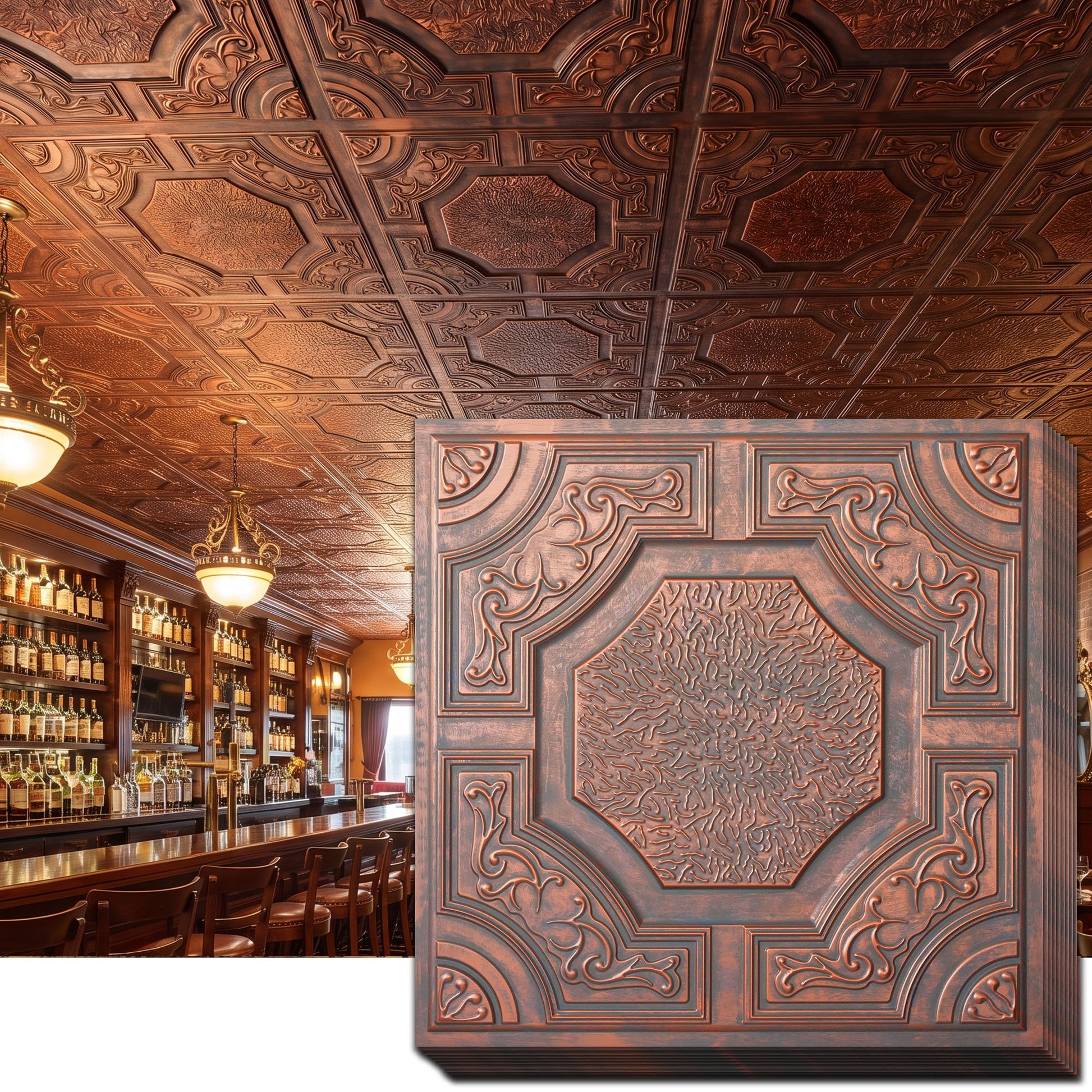 PAINTSDECOR PL02 Rustic copper ceiling tiles