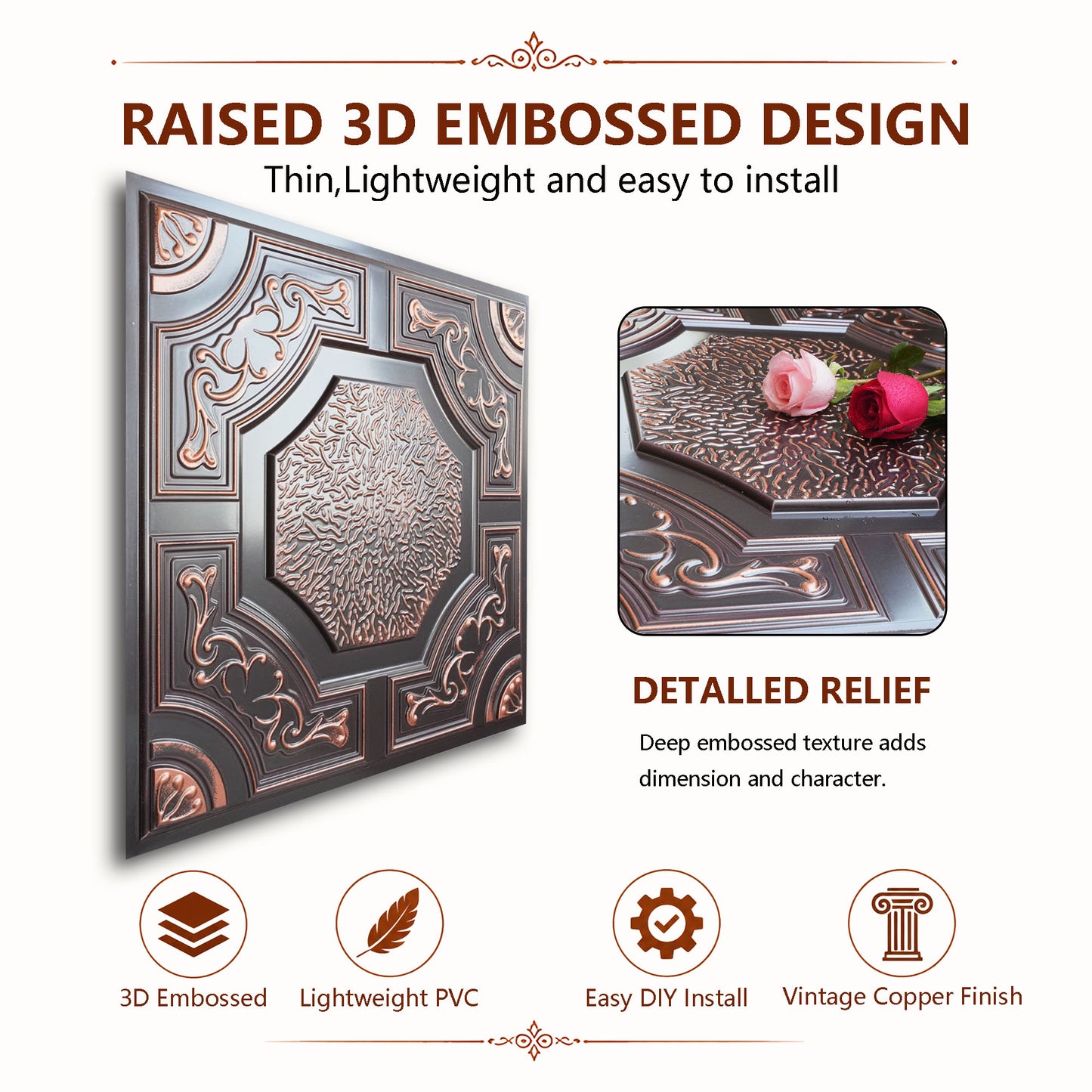 PAINTSDECOR PL02 Traditional copper tile profile