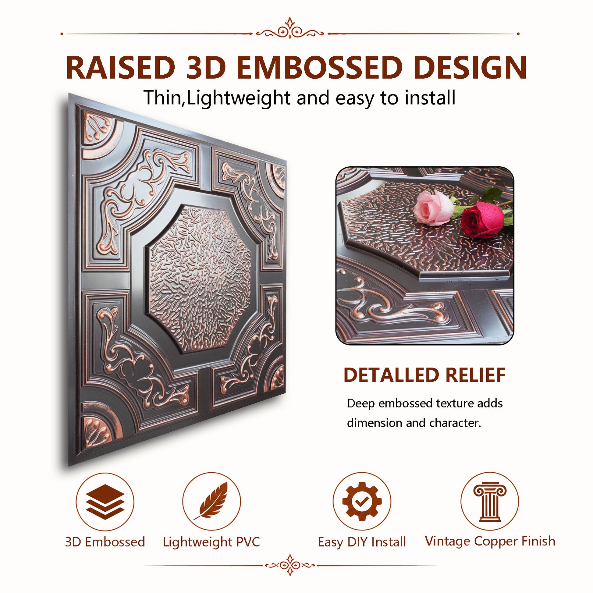 PAINTSDECOR PL02 Traditional copper tile profile
