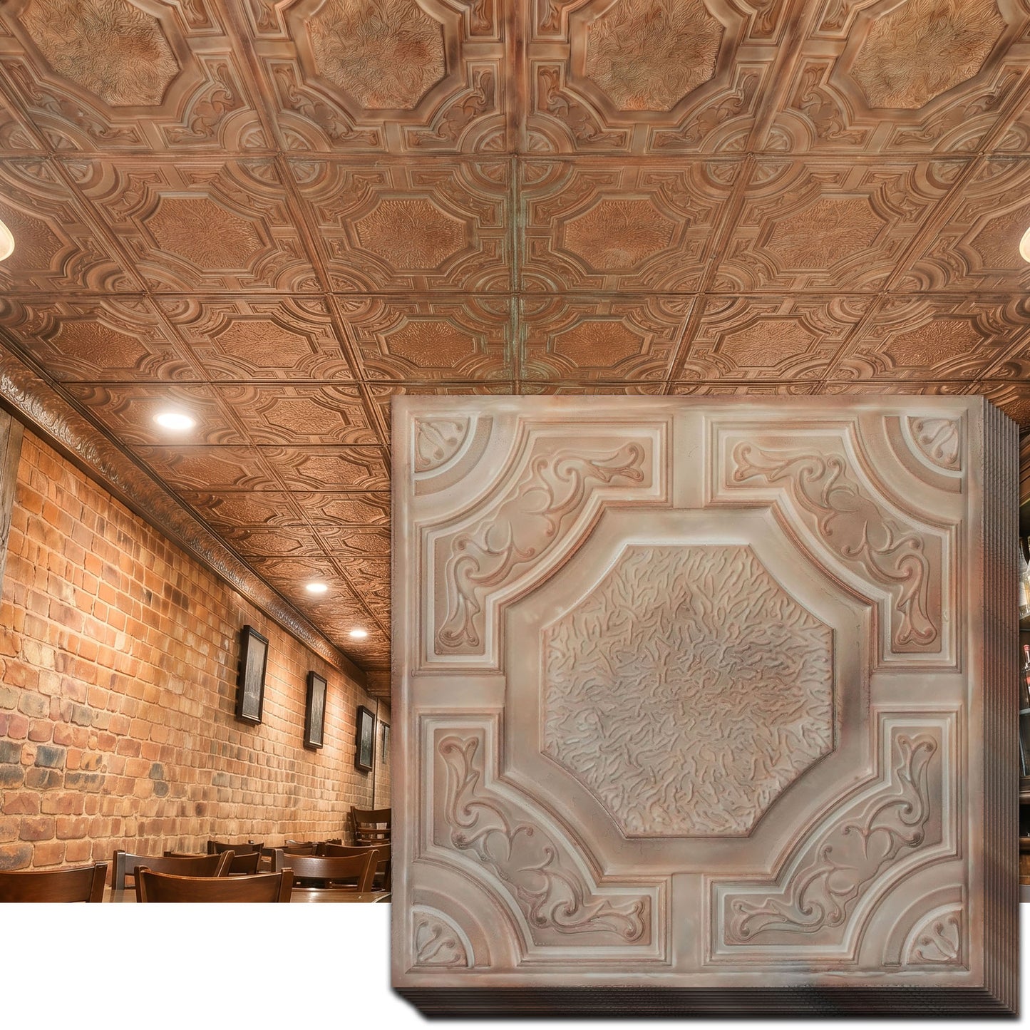 PAINTSDECOR PL02 Washed brown ceiling tiles
