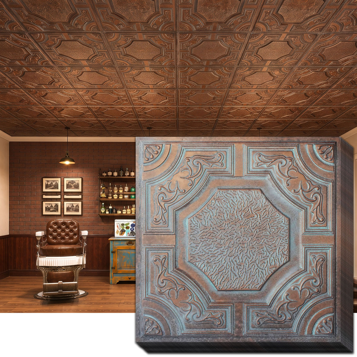 PAINTSDECOR PL02 Weathered copper ceiling tiles