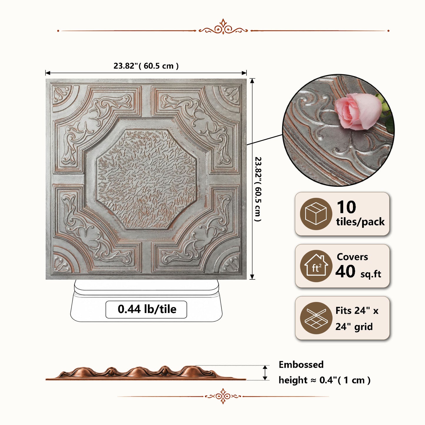 PAINTSDECOR PL02 Weathered iron tile dimensions