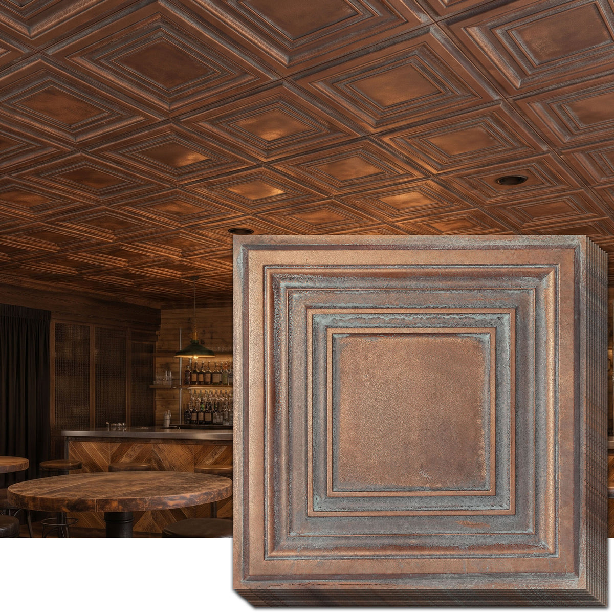 PAINTSDECOR PL05 Weathered copper PVC ceiling tile 1