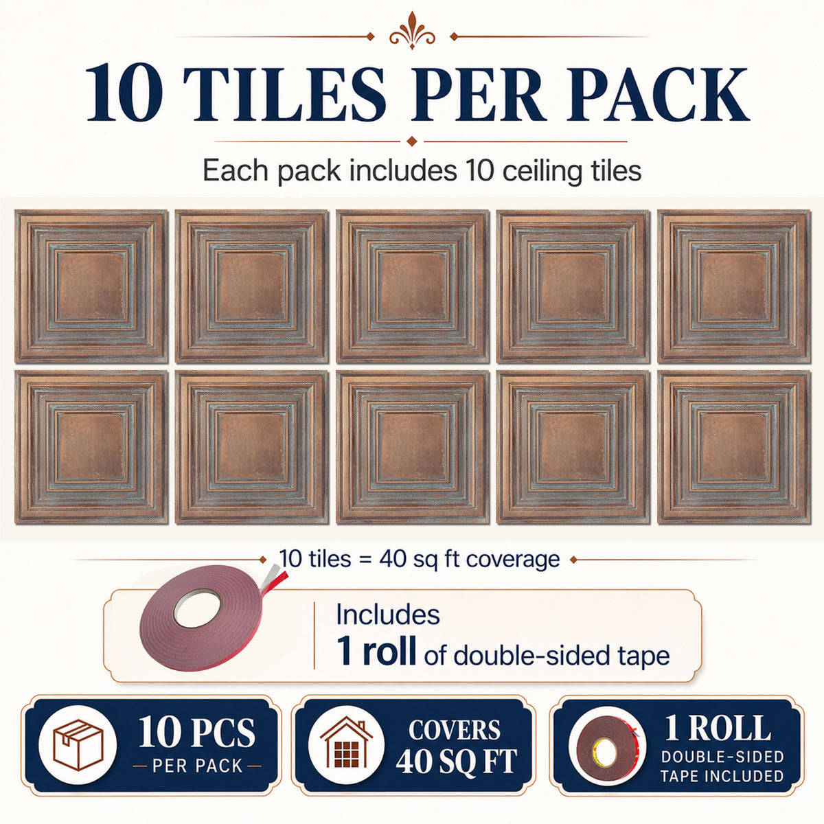 PAINTSDECOR PL05 Weathered copper PVC ceiling tile 2