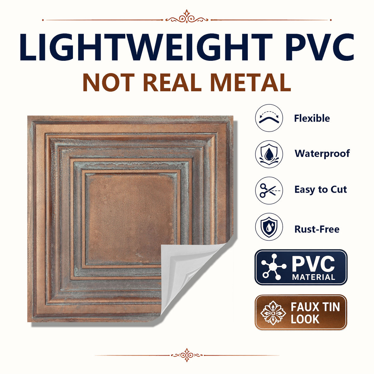 PAINTSDECOR PL05 Weathered copper PVC ceiling tile 4