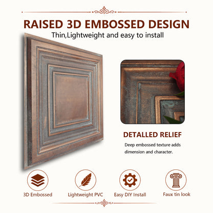 PAINTSDECOR PL05 Weathered copper PVC ceiling tile 5