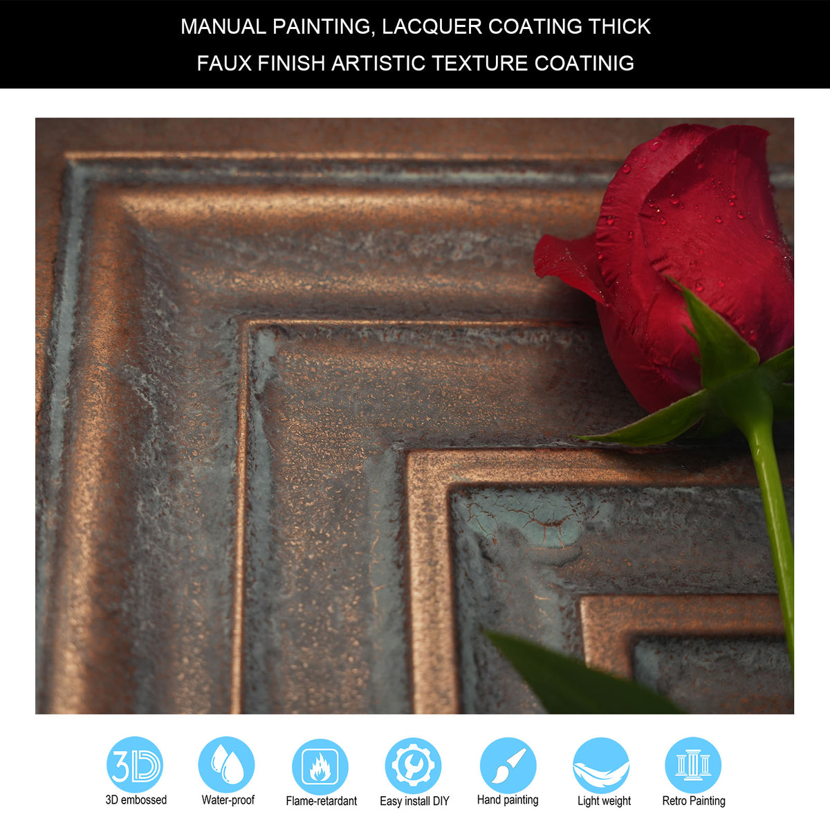 PAINTSDECOR PL05 Weathered copper PVC ceiling tile 7