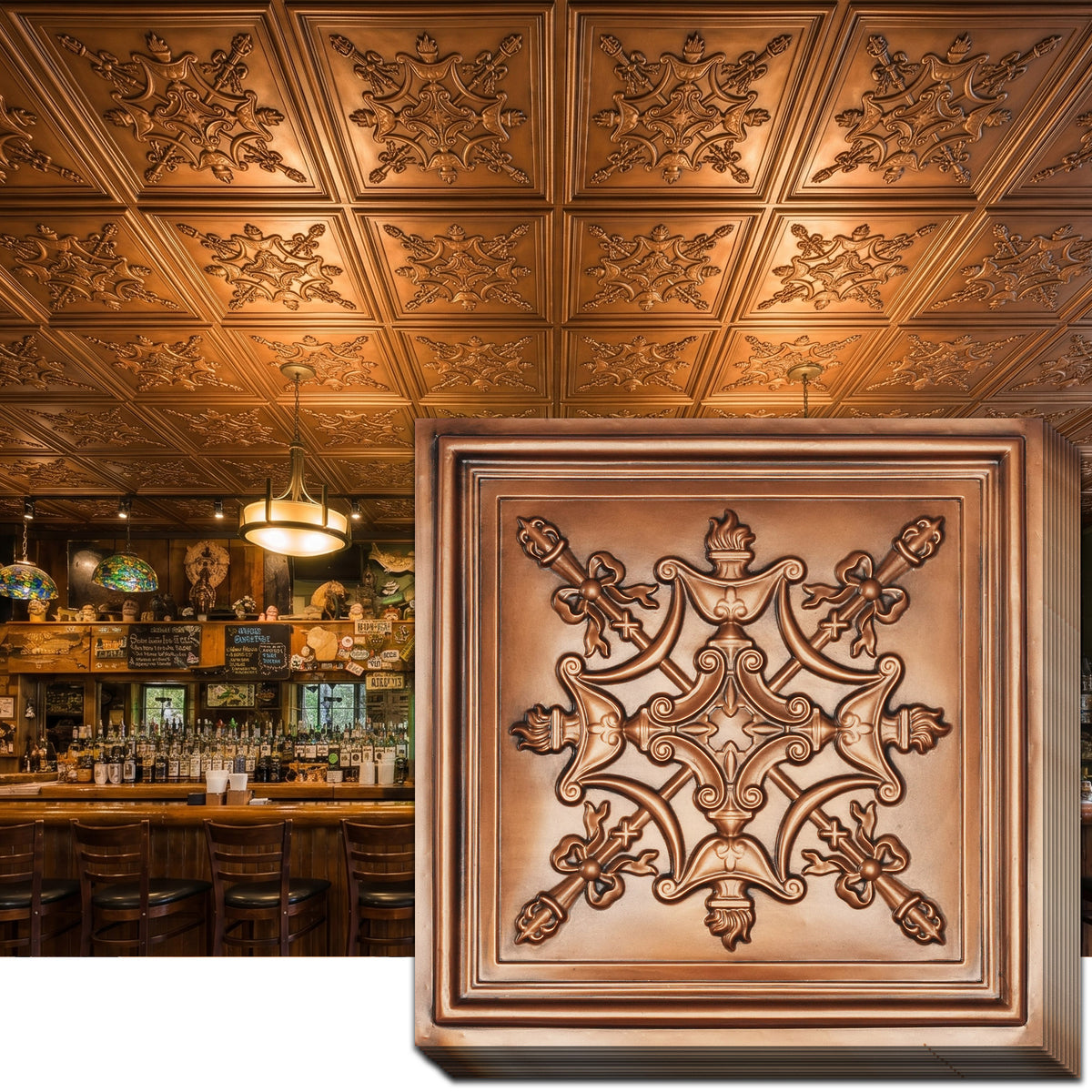 PAINTSDECOR PL07 Aged copper PVC ceiling tile 1