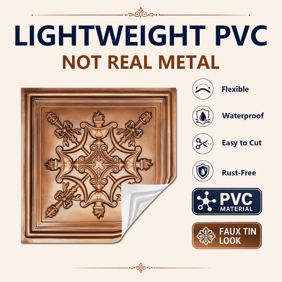 PAINTSDECOR PL07 Aged copper PVC ceiling tile 5