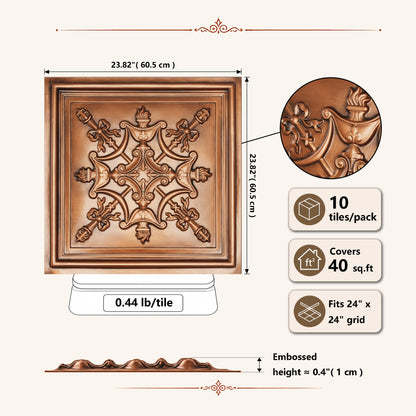 PAINTSDECOR PL07 Aged copper PVC ceiling tile 6
