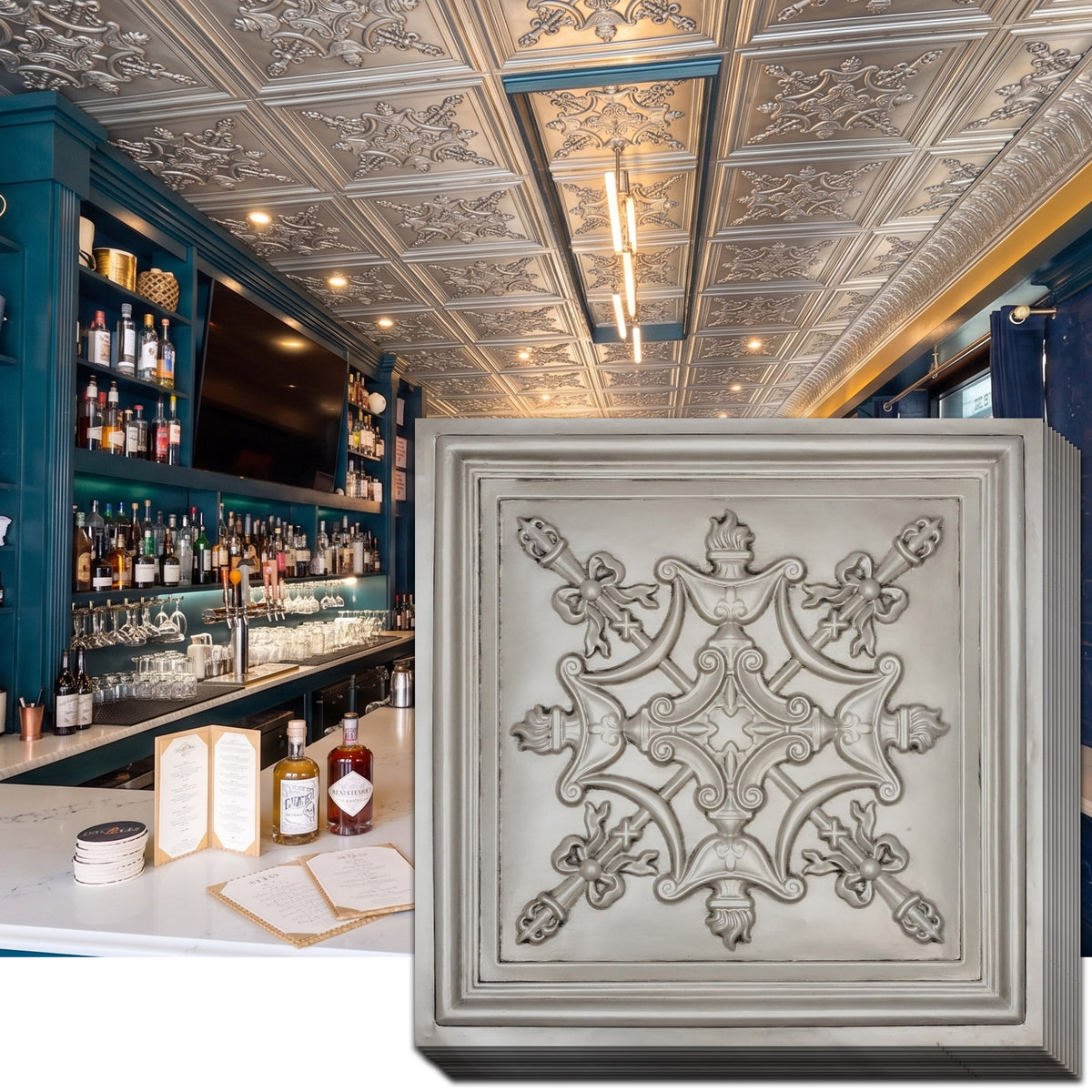 PAINTSDECOR PL07 Aged white PVC ceiling tile 1