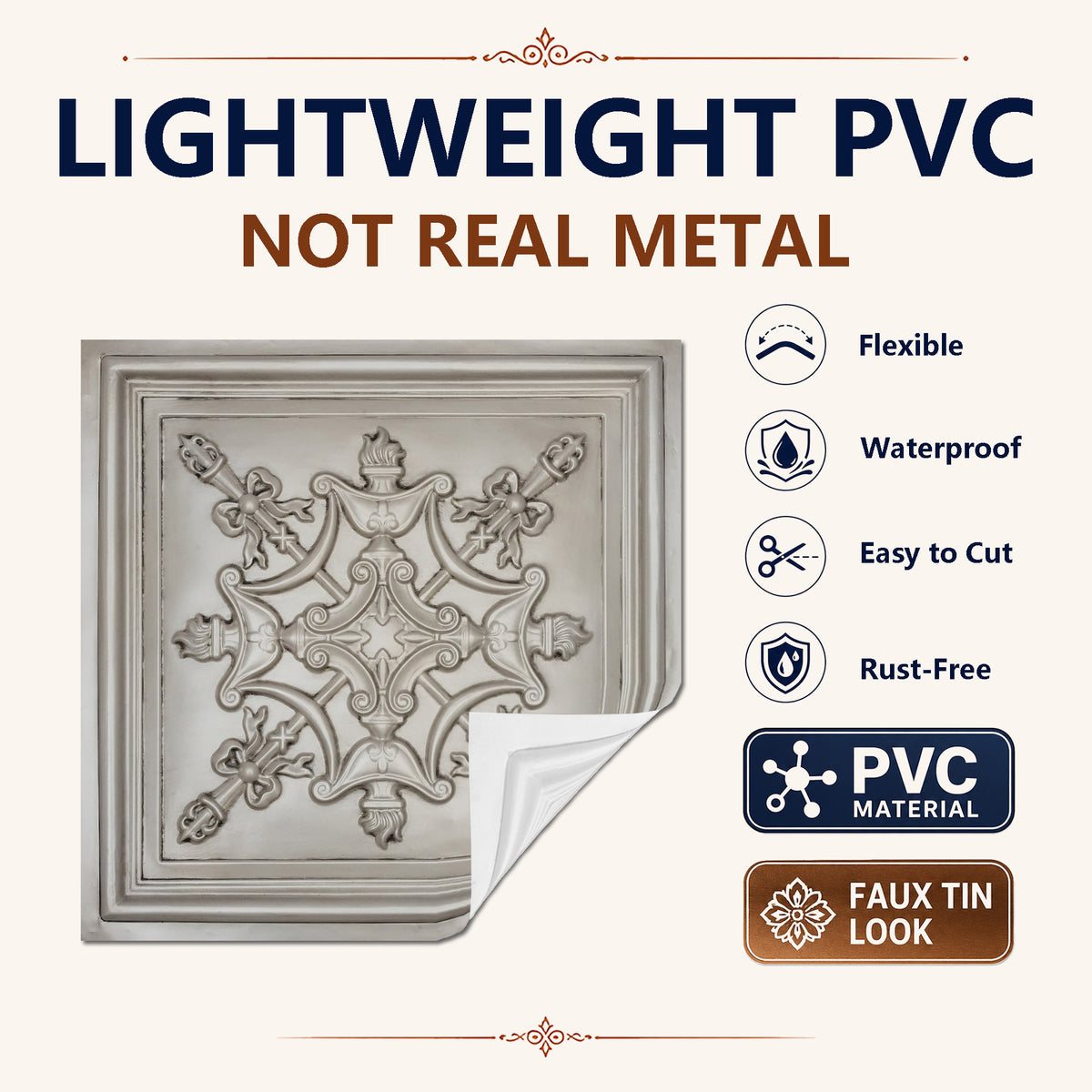 PAINTSDECOR PL07 Aged white PVC ceiling tile 3