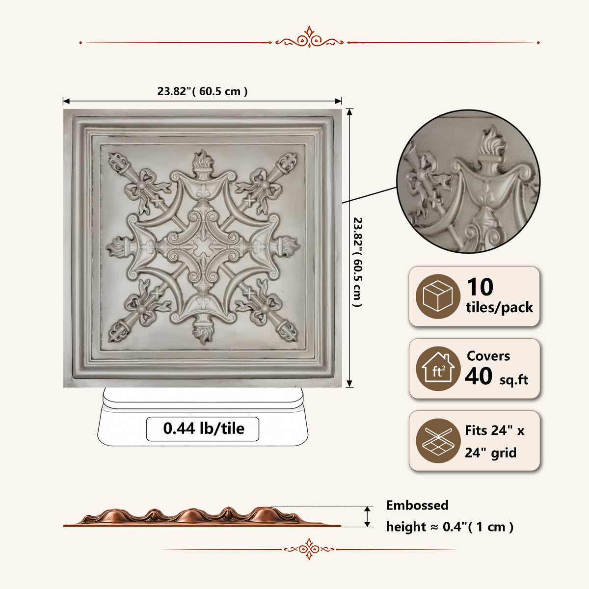 PAINTSDECOR PL07 Aged white PVC ceiling tile 6