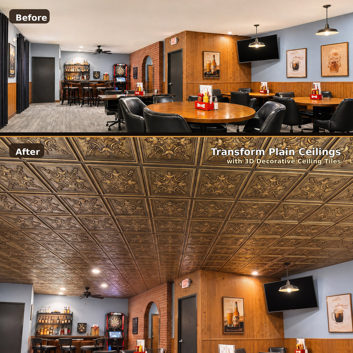 PAINTSDECOR PL07 Ancient gold PVC ceiling tile 4