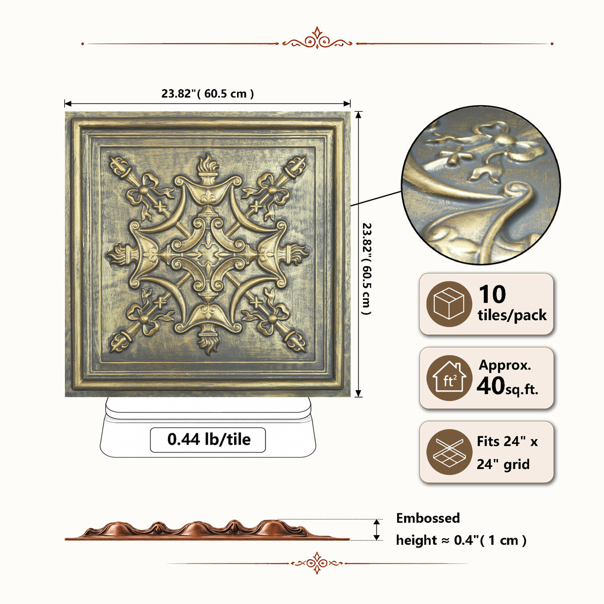 PAINTSDECOR PL07 Ancient gold PVC ceiling tile 7