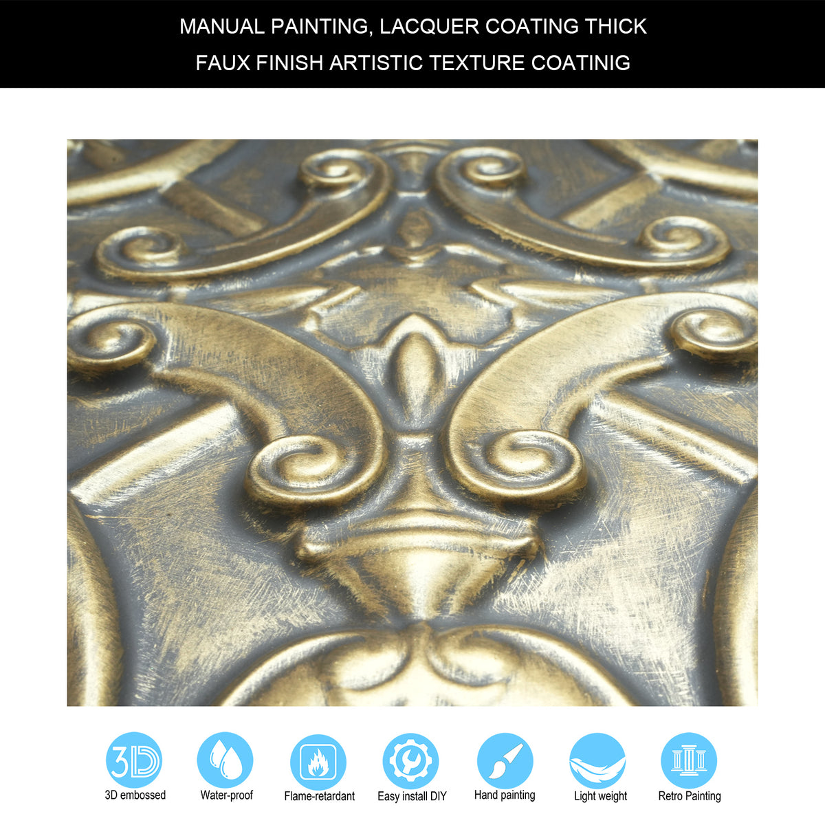 PAINTSDECOR PL07 Ancient gold PVC ceiling tile 10
