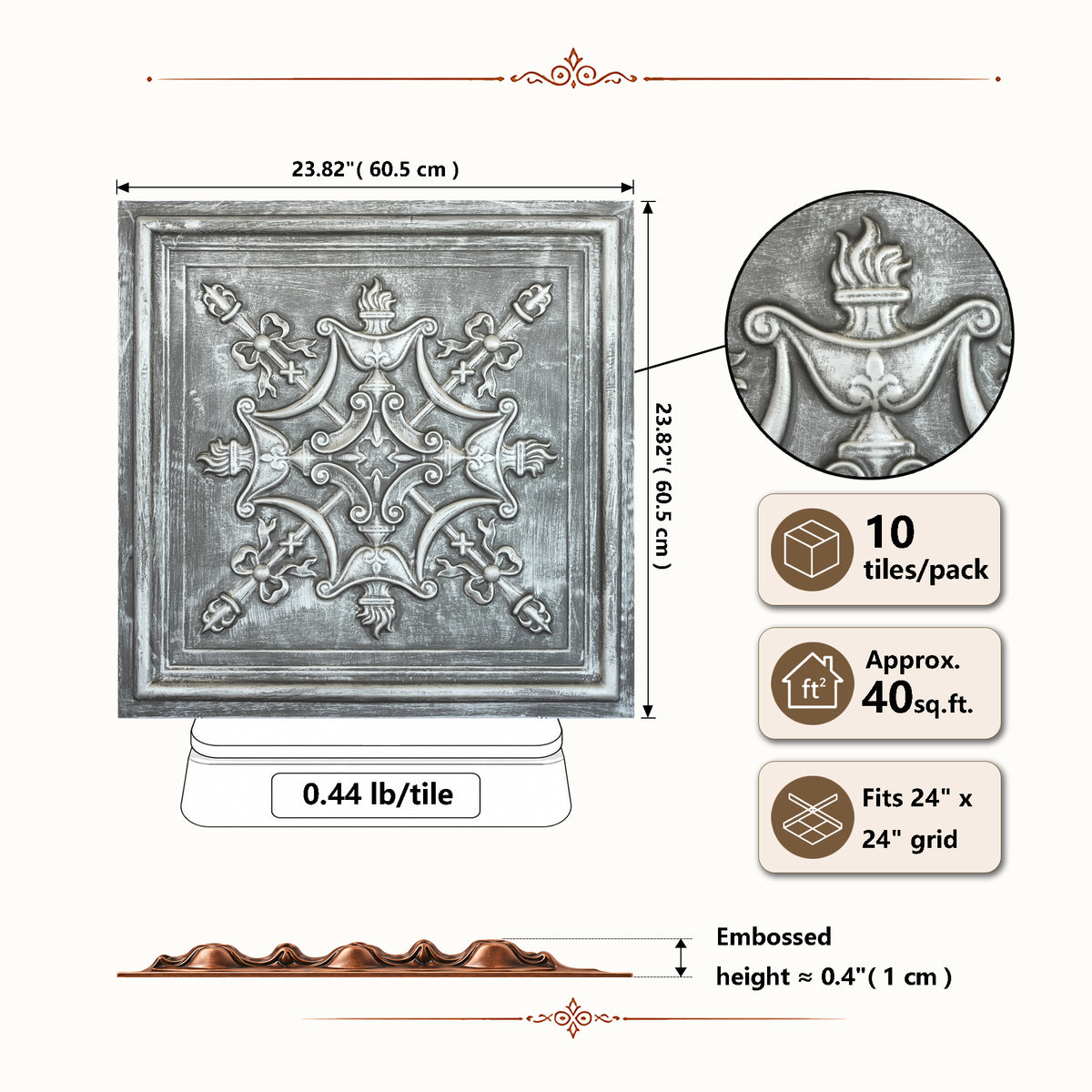 PAINTSDECOR PL07 Antique tin PVC ceiling tile 7