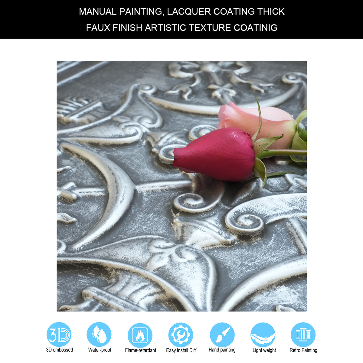 PAINTSDECOR PL07 Antique tin PVC ceiling tile 8