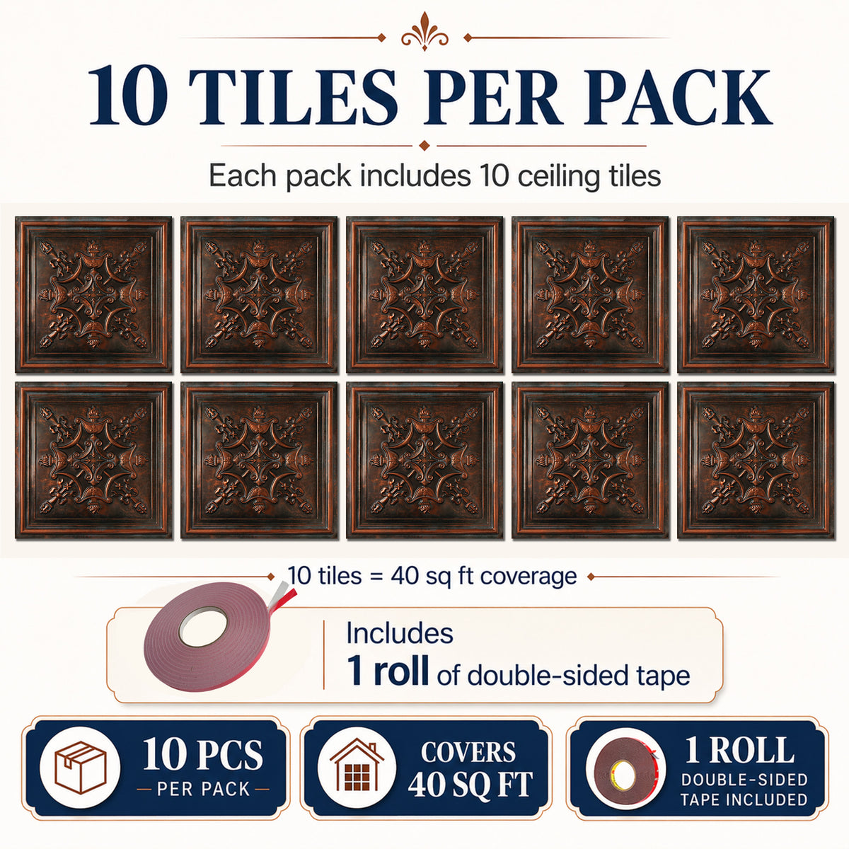 PAINTSDECOR PL07 Blackened Copper PVC ceiling tile 2