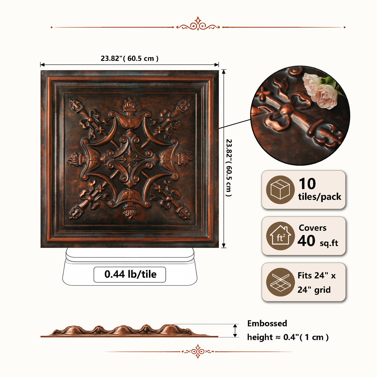 PAINTSDECOR PL07 Blackened Copper PVC ceiling tile 5