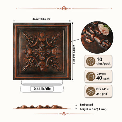 PAINTSDECOR PL07 Blackened Copper PVC ceiling tile 5