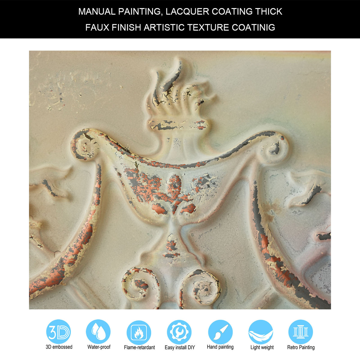 PAINTSDECOR PL07 Distress crack multicolor white PVC ceiling tile 8