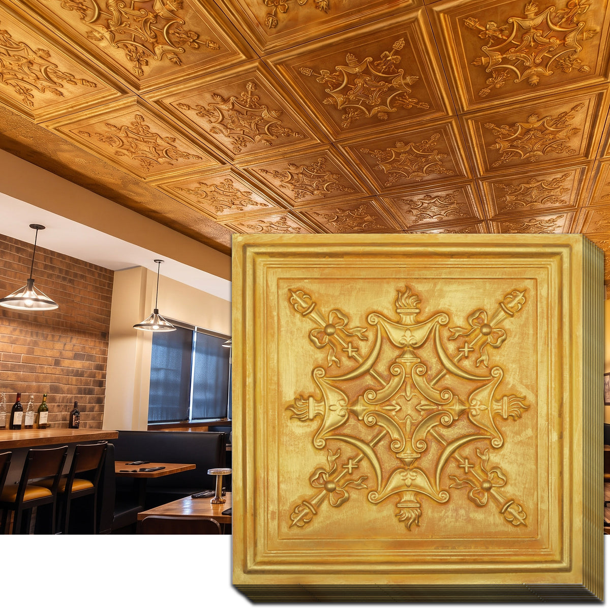PAINTSDECOR PL07 Golden PVC ceiling tile 1