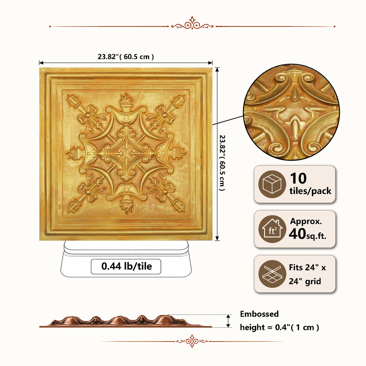 PAINTSDECOR PL07 Golden PVC ceiling tile 5