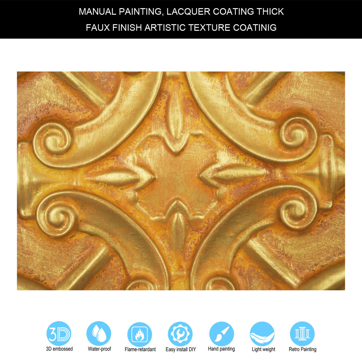 PAINTSDECOR PL07 Golden PVC ceiling tile 6