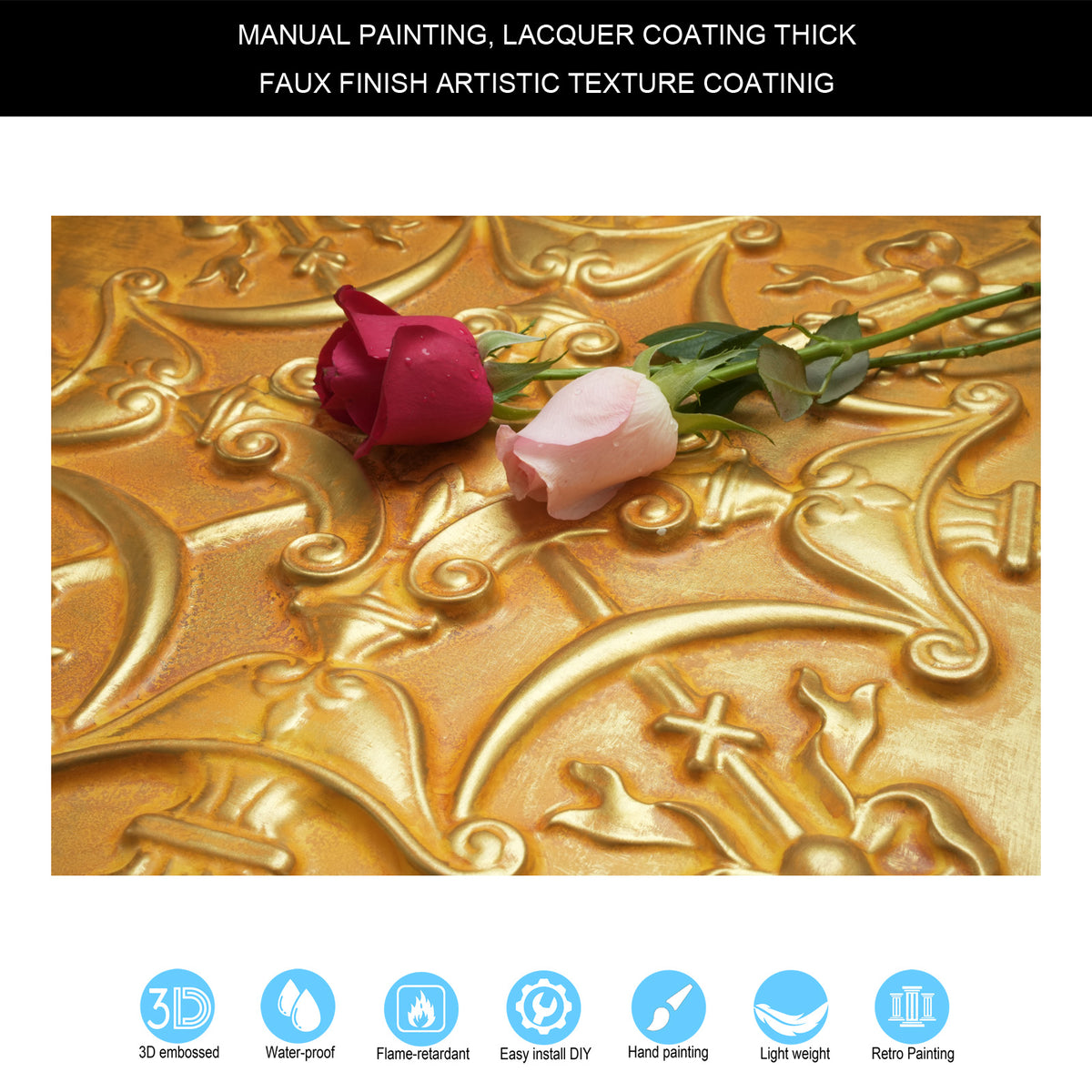 PAINTSDECOR PL07 Golden PVC ceiling tile 7