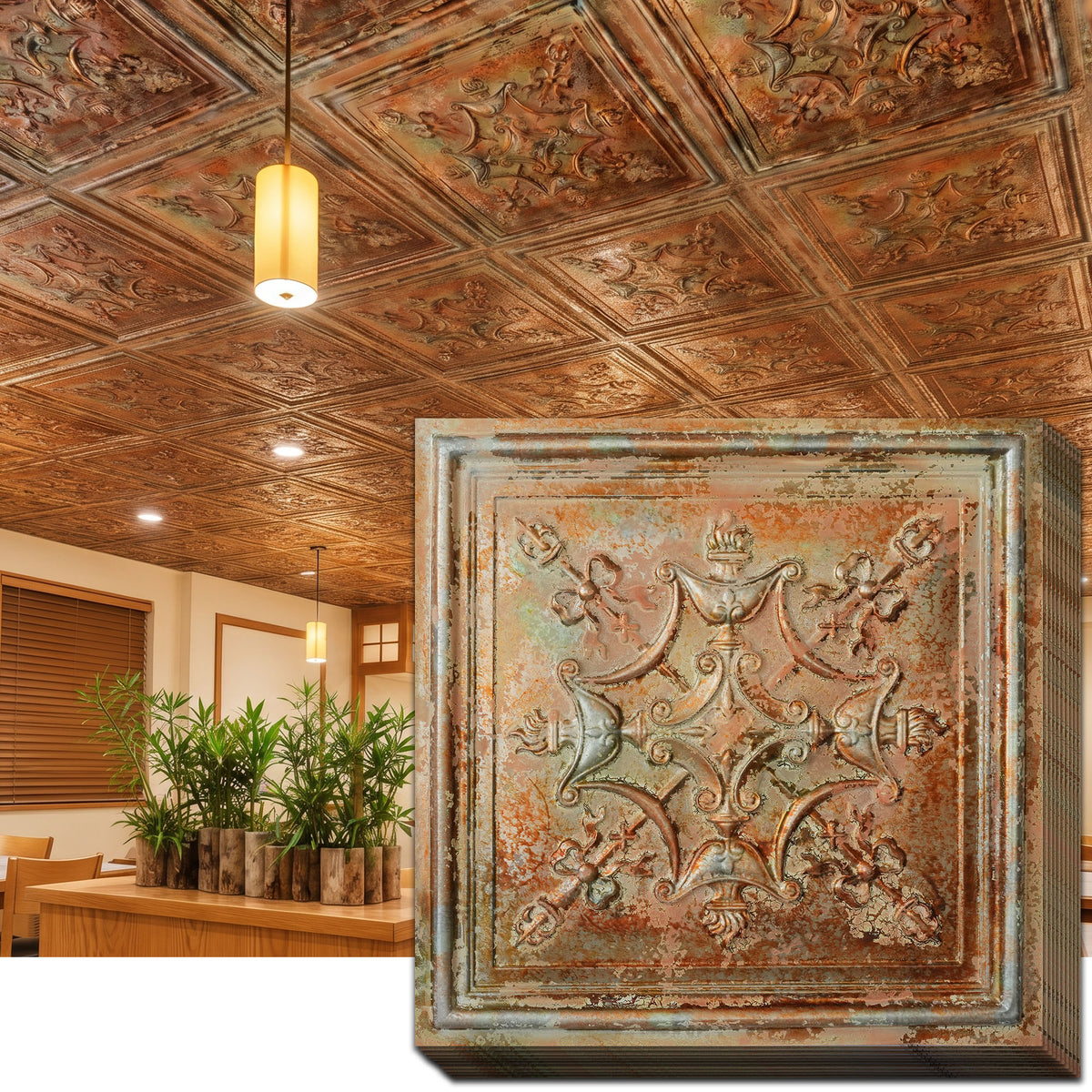PAINTSDECOR PL07 Palazzo Clay PVC ceiling tile 1