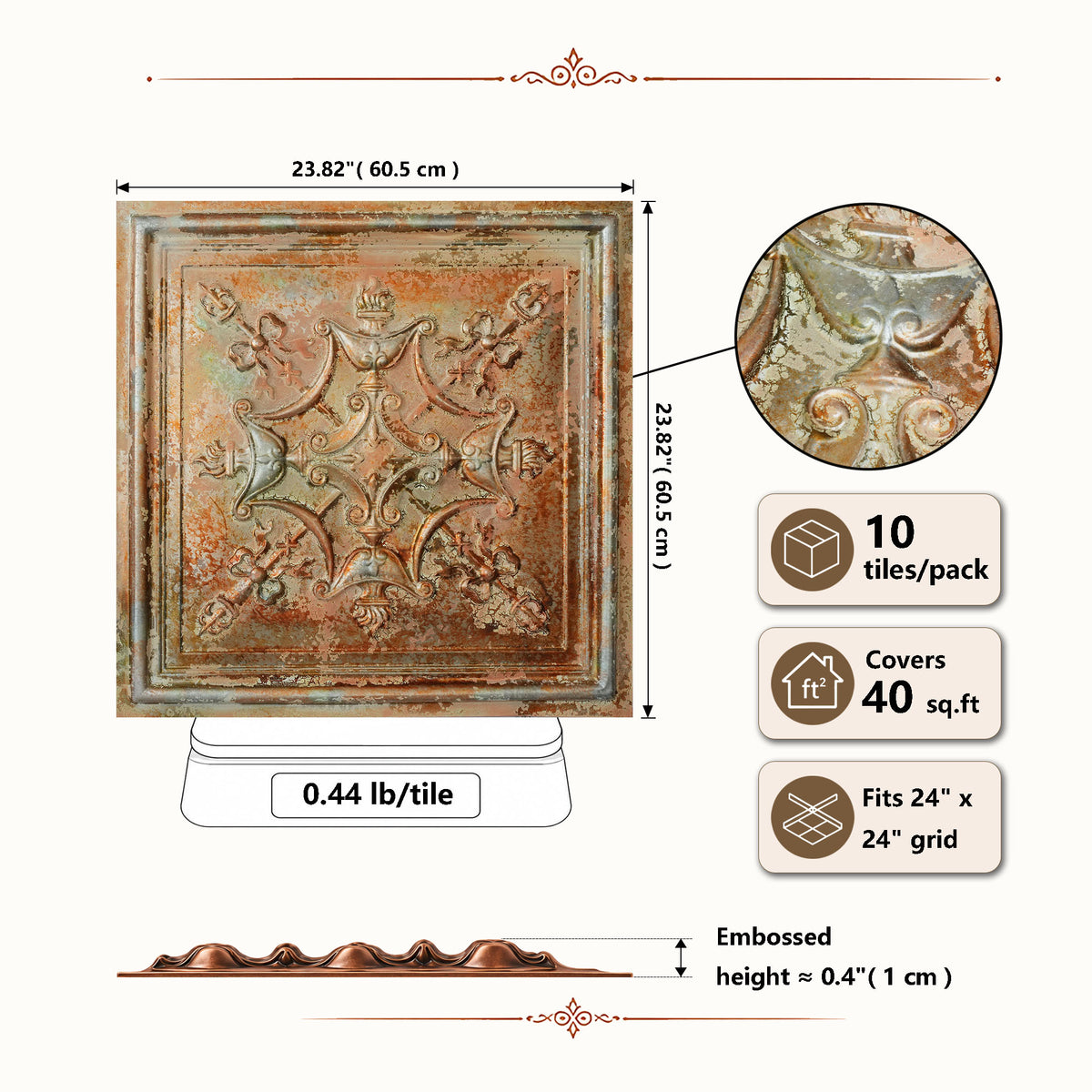 PAINTSDECOR PL07 Palazzo Clay PVC ceiling tile 4