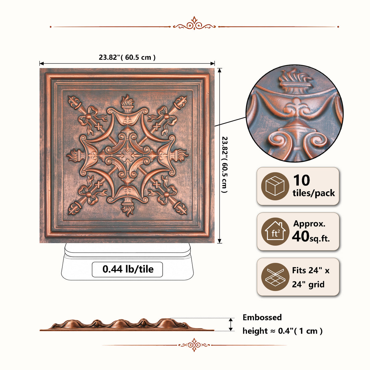 PAINTSDECOR PL07 Rustic copper PVC ceiling tile 6