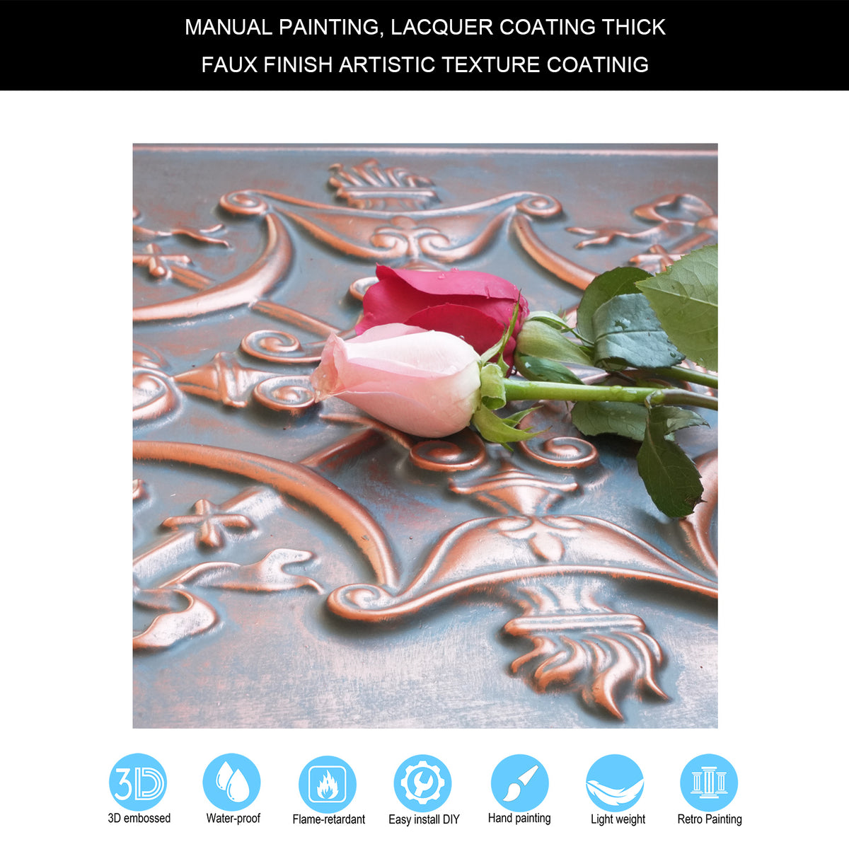 PAINTSDECOR PL07 Rustic copper PVC ceiling tile 7
