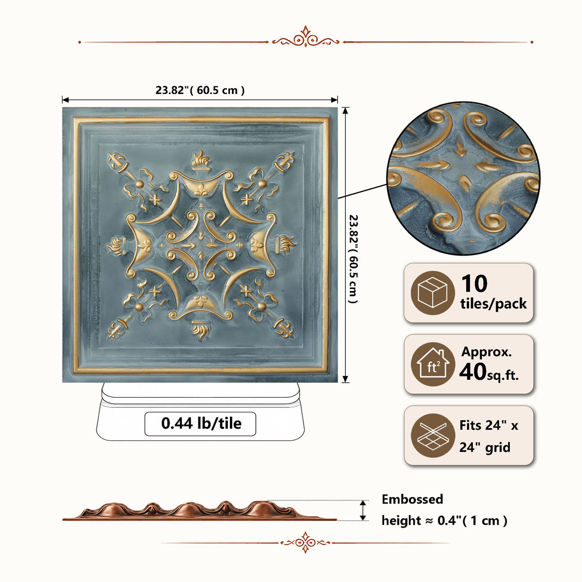 PAINTSDECOR PL07 Smoked gold PVC ceiling tile 5