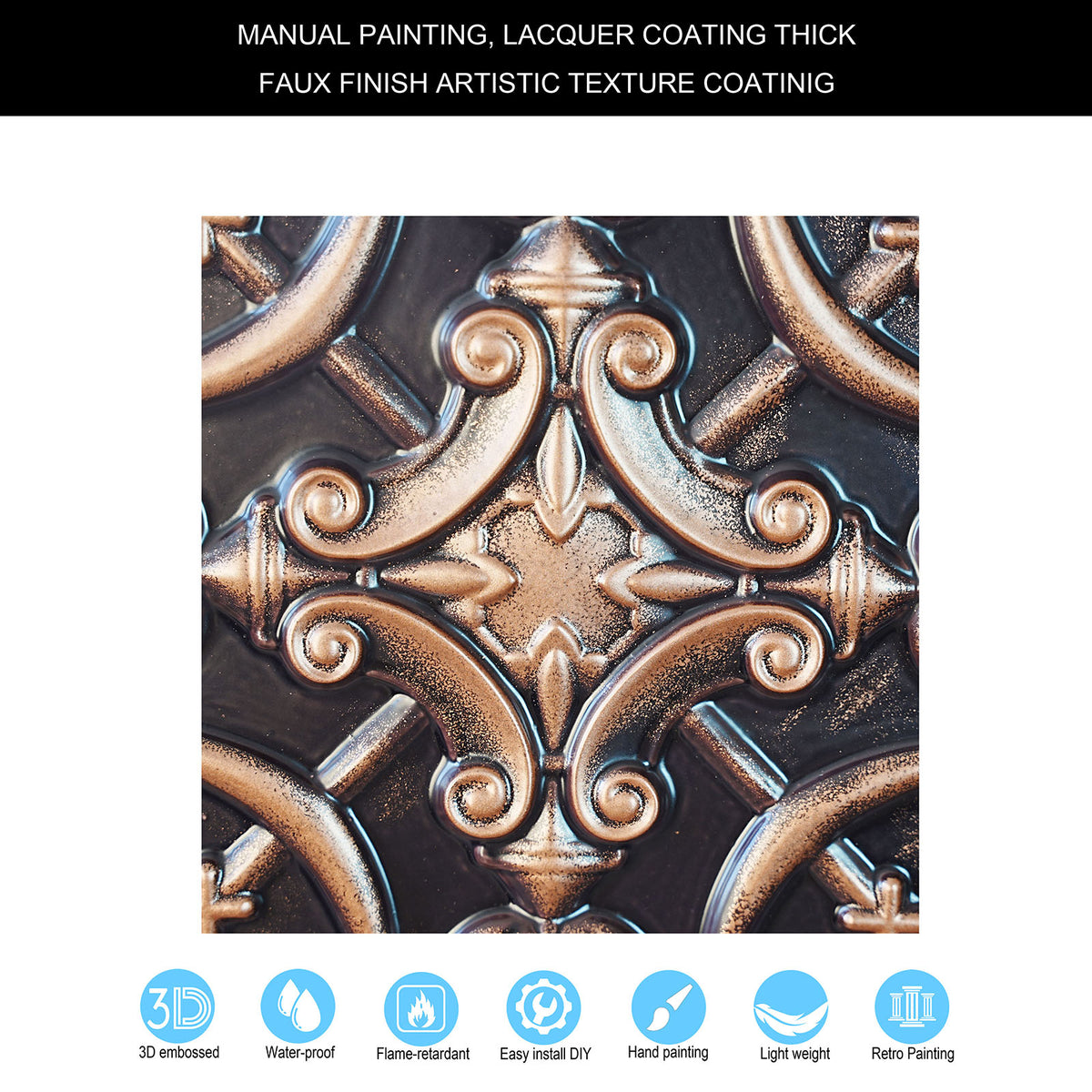 PAINTSDECOR PL07 Traditional copper PVC ceiling tile 3