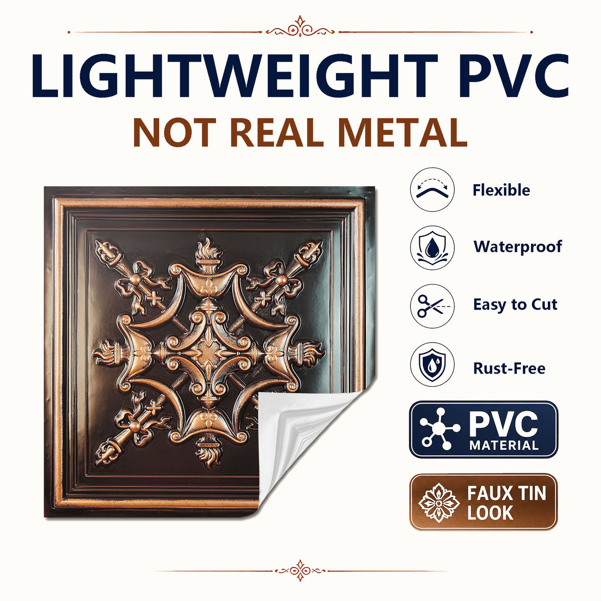 PAINTSDECOR PL07 Traditional copper PVC ceiling tile 5