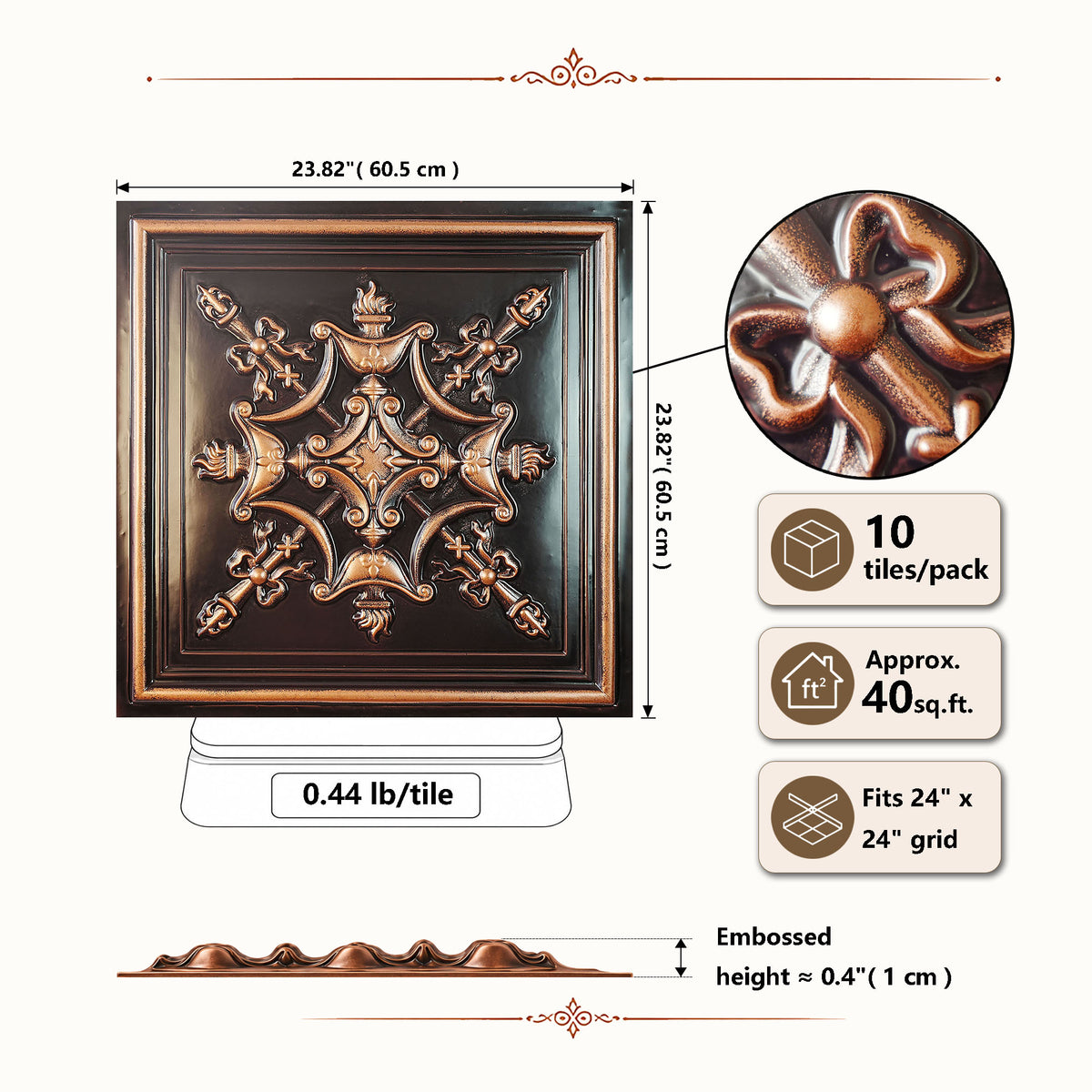 PAINTSDECOR PL07 Traditional copper PVC ceiling tile 7