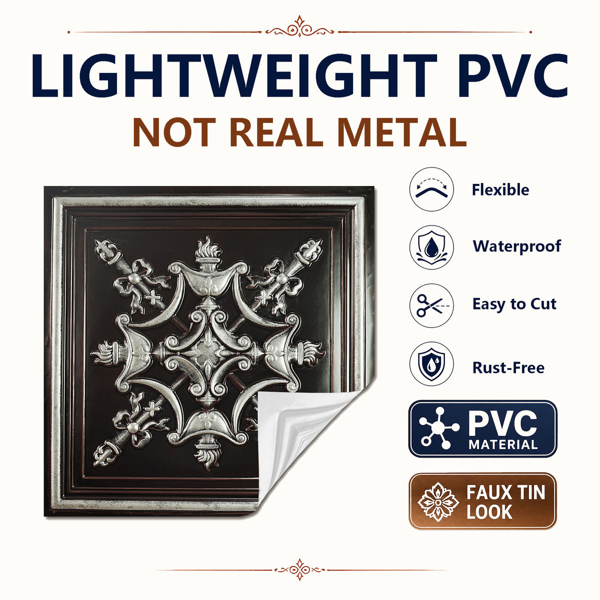 PAINTSDECOR PL07 Traditional silver PVC ceiling tile 5
