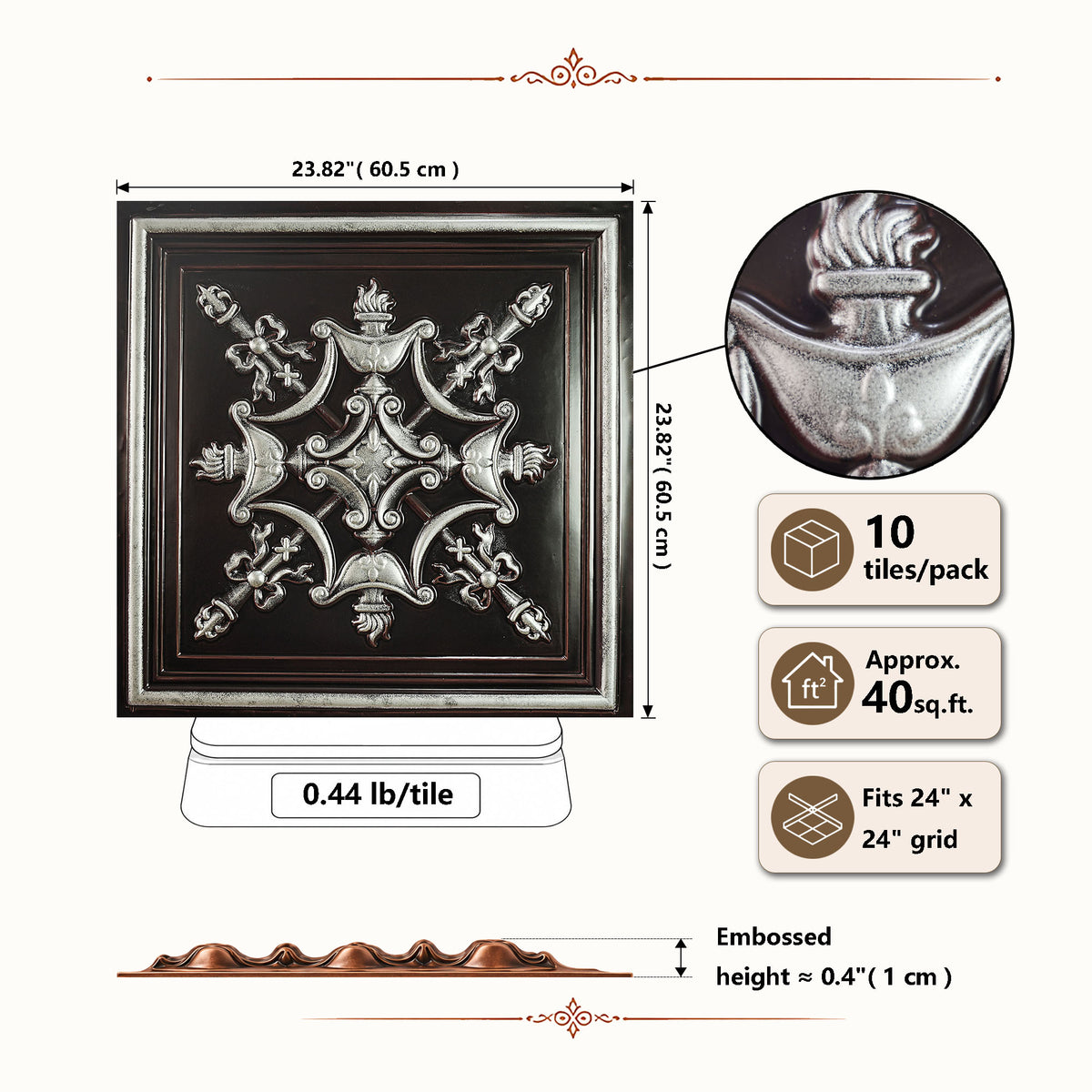 PAINTSDECOR PL07 Traditional silver PVC ceiling tile 7