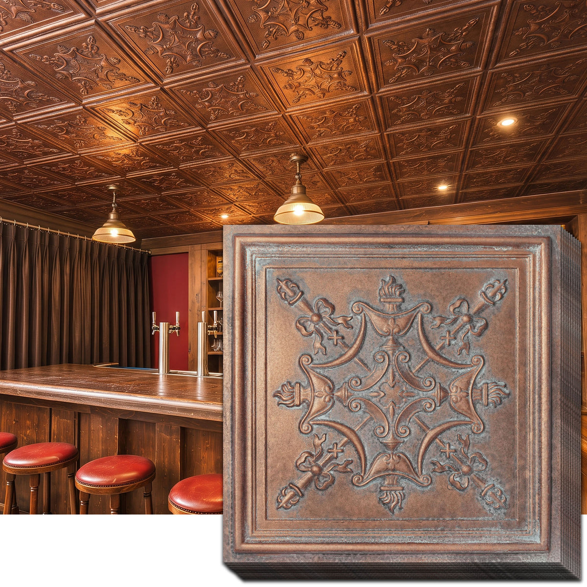 PAINTSDECOR PL07 Weathered copper PVC ceiling tile 1