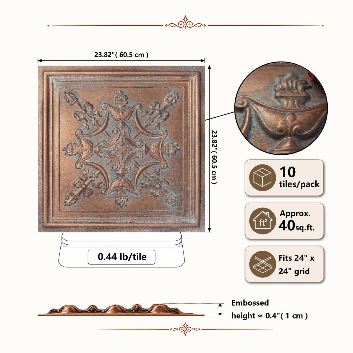 PAINTSDECOR PL07 Weathered copper PVC ceiling tile 5