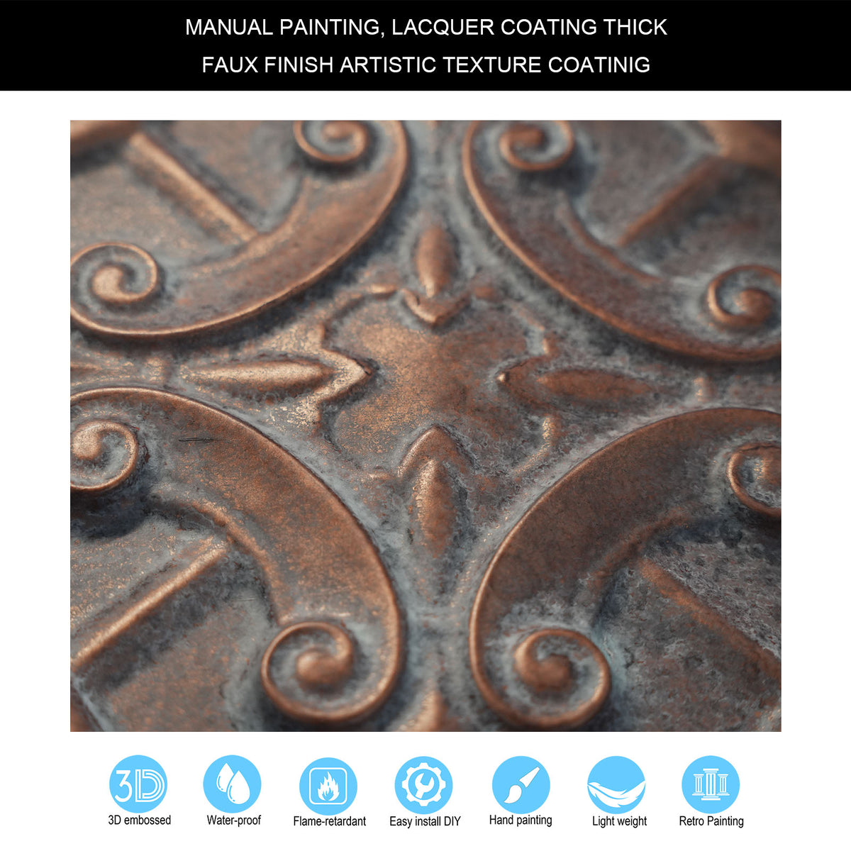 PAINTSDECOR PL07 Weathered copper PVC ceiling tile 8